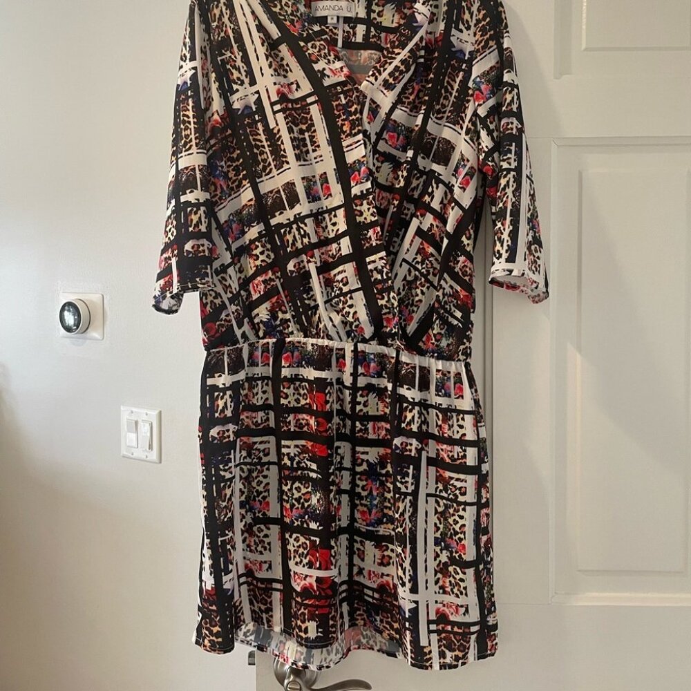 Amanda U mixed print dress